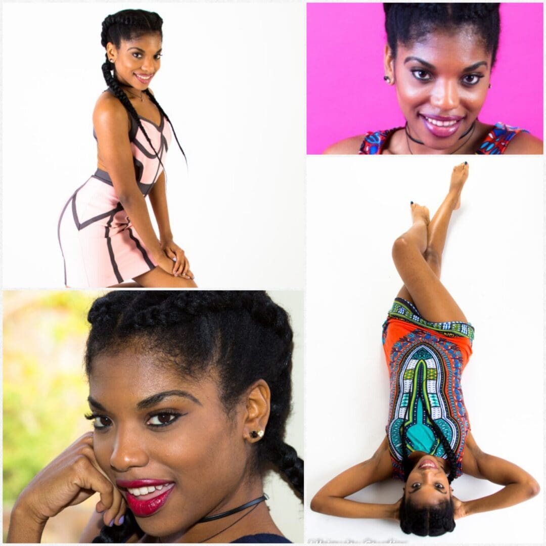 Three women with braided hair in different poses.